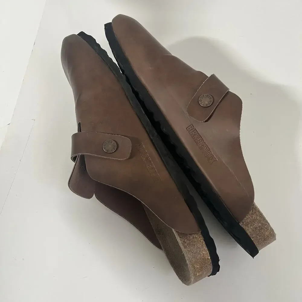 Birkenstock Boston Clogs Size 43 Men Cognac Oiled Leather Brown